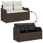 Ensemble de Canapé de Jardin 6 Pièces avec Coussins Marron Rattan Poly