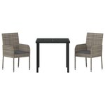vidaXL Ensemble de jardin 3 pièces avec coussins gris en poly rotin