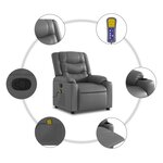vidaXL Fauteuil inclinable de massage Gris Similicuir