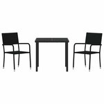 vidaXL Ensemble de salle à manger pour jardin 3 Pièces Noir Poly rotin