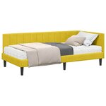 vidaXL Cadre de lit d'angle avec matelas Jaune 90 x 200 cm Velours