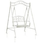 vidaXL Banc Balançoire Acier 113 x 121 5 x 168 cm Blanc antique