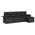 vidaXL Salon de jardin 5 Pièces avec coussins noir résine tressée