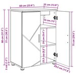 vidaXL Cabinet de salle de bain avec porte Sonoma gris 60 x 35 x 80 cm