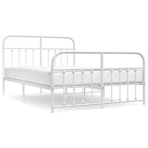 vidaXL Cadre de lit métal sans matelas et pied de lit blanc 140x200 cm
