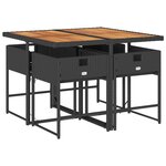 vidaXL Ensemble à manger de jardin coussins 5Pièces Noir Résine tressée