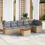 vidaXL Ensemble de canapé de jardin 7 Pièces Beige et Gris clair