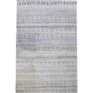 Tapis en coton recyclé et laine ivoire et bleu sarah 180 x 120 cm