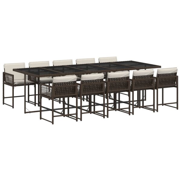 vidaXL Ensemble à manger de jardin et coussins 11 Pièces marron rotin