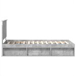 vidaXL Cadre de lit avec tête de lit Gris Béton 90 x 190 cm Pin massif