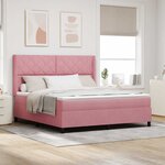 vidaXL Lit à ressorts avec matelas avec LED Rose 180 x 200 cm Velours