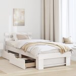 vidaXL Cadre de lit avec tiroir Blanc 100 x 200 cm Bois massif en pin
