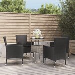 vidaXL Ensemble de bistro de jardin 5 Pièces coussins noir poly rotin