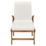 vidaXL Chaise longue avec coussin Bois de teck solide Crème