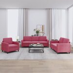 vidaXL Ensemble de canapés 3 Pièces rouge bordeaux velours
