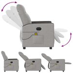 vidaXL Fauteuil de massage inclinable électrique gris nuage tissu