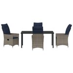 Ensemble de salle à manger de jardin vidaXL de 5 pièces avec coussins gris en poly rotin