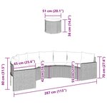 vidaXL Canapé de jardin table coussins demi-rond beige résine tressée