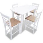 Set table et 4 chaises de bar en bois coloris blanc