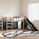 vidaXL Lit superposé sans matelas avec toboggan blanc noir 90x190 cm
