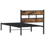 vidaXL Cadre de lit en métal sans matelas chêne fumé 100x190 cm