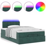 vidaXL Lit ottoman avec matelas et LED vert foncé 90x200cm velours