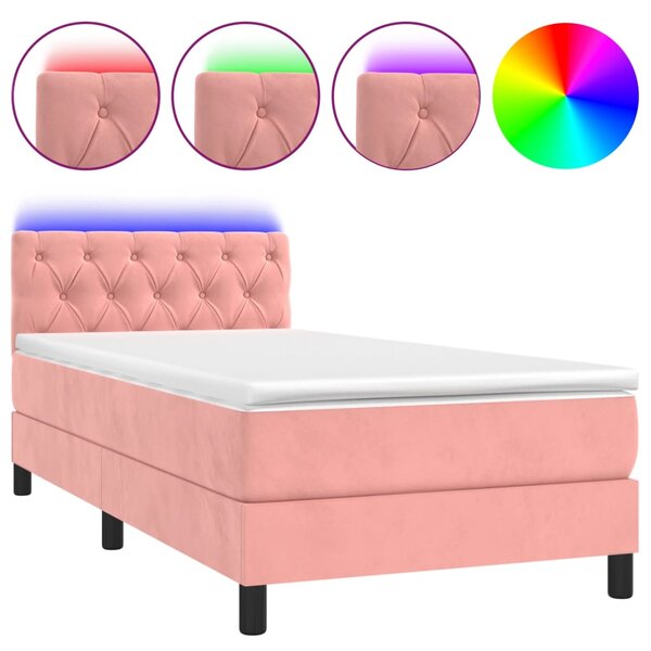 vidaXL Sommier à lattes de lit avec matelas et LED Rose 80x200 cm