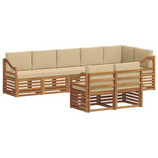 vidaXL Ensemble de canapés d'extérieur 8 pc Naturel et Beige Polyester