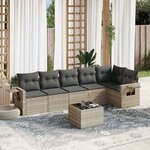 vidaXL Salon de jardin avec coussins 7 Pièces gris clair résine tressée
