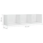 vidaXL Étagère murale à CD Blanc brillant 75x18x18cm Bois d'ingénierie
