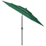 vidaXL Parasol de jardin à 3 niveaux avec mât en aluminium vert 3 m