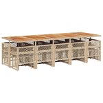 vidaXL Ensemble à manger de jardin et coussins 15 Pièces beige