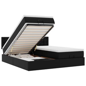 VidaXL Cadre de lit ottoman avec matelas noir 200x200 cm similicuir
