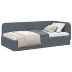 vidaXL Cadre de lit d'angle Gris foncé 90 x 190 cm Velours