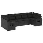 vidaXL Salon de jardin 7 Pièces avec coussins noir résine tressée