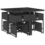 vidaXL Ensemble à manger de jardin 9Pièces coussins noir résine tressée
