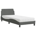 vidaXL Lit avec matelas Dover gris foncé 90x190 cm tissu