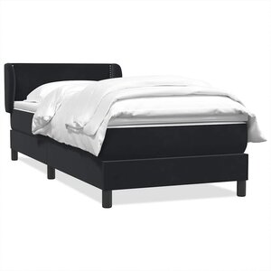 vidaXL Sommier à lattes de lit avec matelas noir 90x210 cm velours