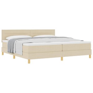 vidaXL Lit à ressorts avec matelas Crème 200 x 200 cm tissu