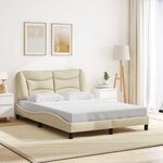vidaXL Cadre de lit sans matelas Hvar crème 140x190 cm tissu