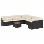 vidaXL Salon de jardin 11 Pièces avec coussins noir résine tressée