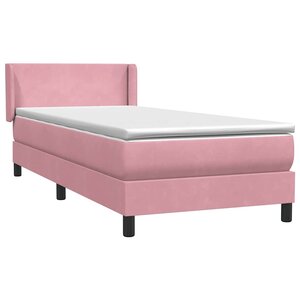 vidaXL Sommier à lattes de lit avec matelas rose 90x220 cm velours