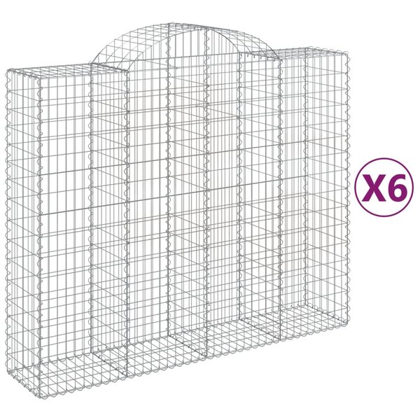 vidaXL Paniers à gabions arqués 6 Pièces 200x50x160/180 cm Fer galvanisé