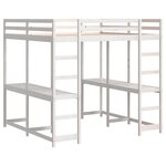 vidaXL Lit superposé et bureau et échelle 140x200cm bois de pin massif