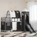 vidaXL Lit mezzanine pour enfants Noir 74 5 x 190 cm Métал
