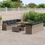 vidaXL Ensemble de canapé de jardin 11 Pièces Gris Poly rotin