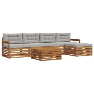 vidaXL Ensemble de canapés d'extérieur 6 pc Gris Naturel et Clair