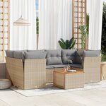 vidaXL Salon de jardin avec coussins 7Pièces mélange beige résine tressée