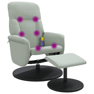 vidaXL Fauteuil inclinable de massage repose-pied gris clair velours