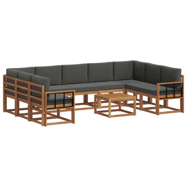 vidaXL Ensemble de canapés d'extérieur 10 pc Naturel et Anthracite